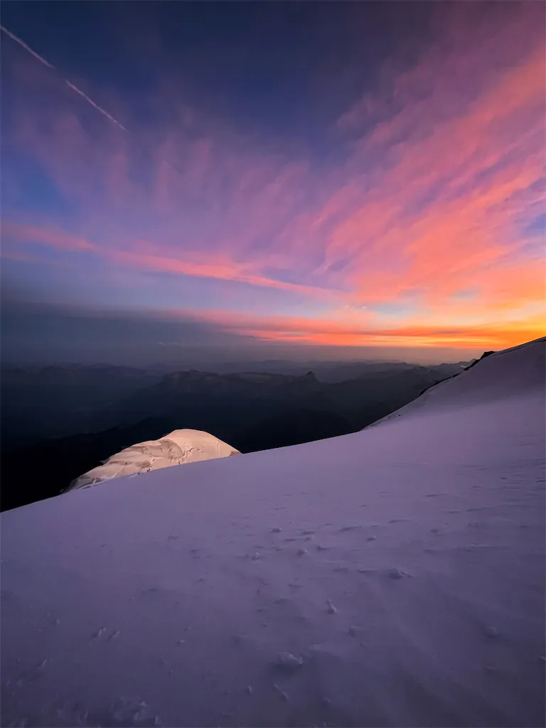 Climbing Mont Blanc via the Goûter Route 8 Sunrise at Dome du Goûter