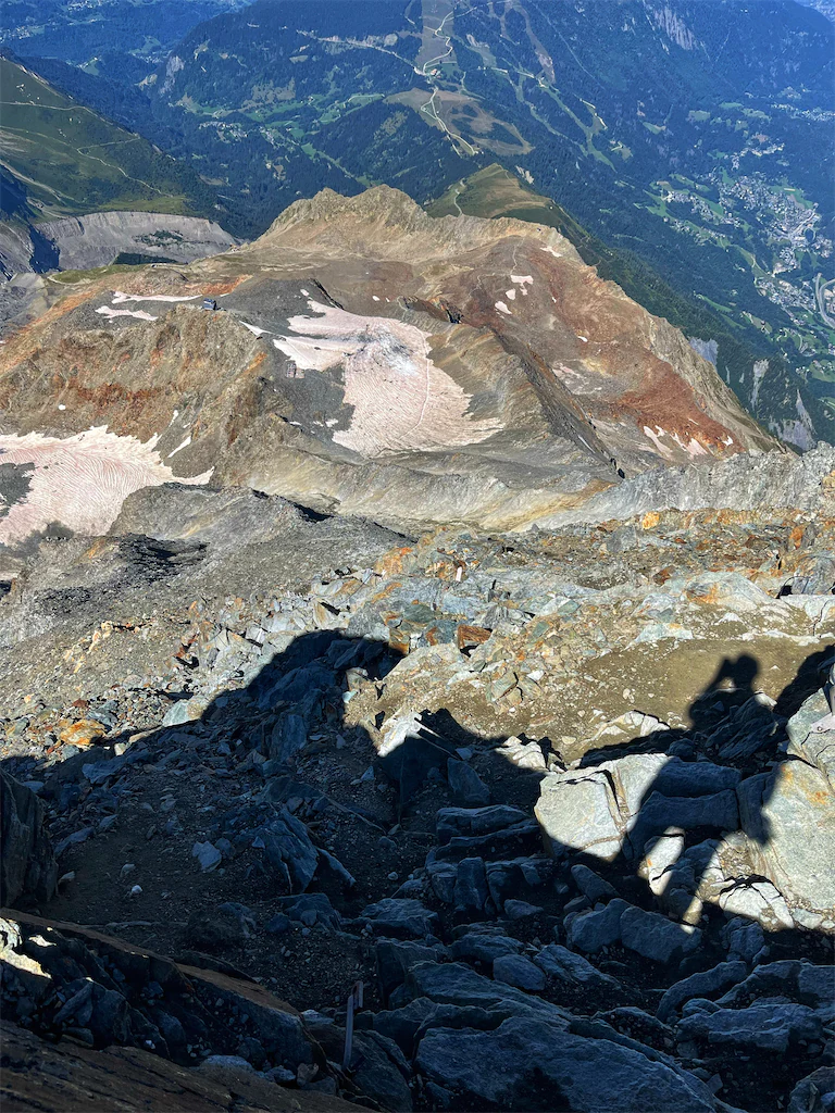 Climbing Mont Blanc via the Goûter Route 5 Goûter Ridge in daylight from top