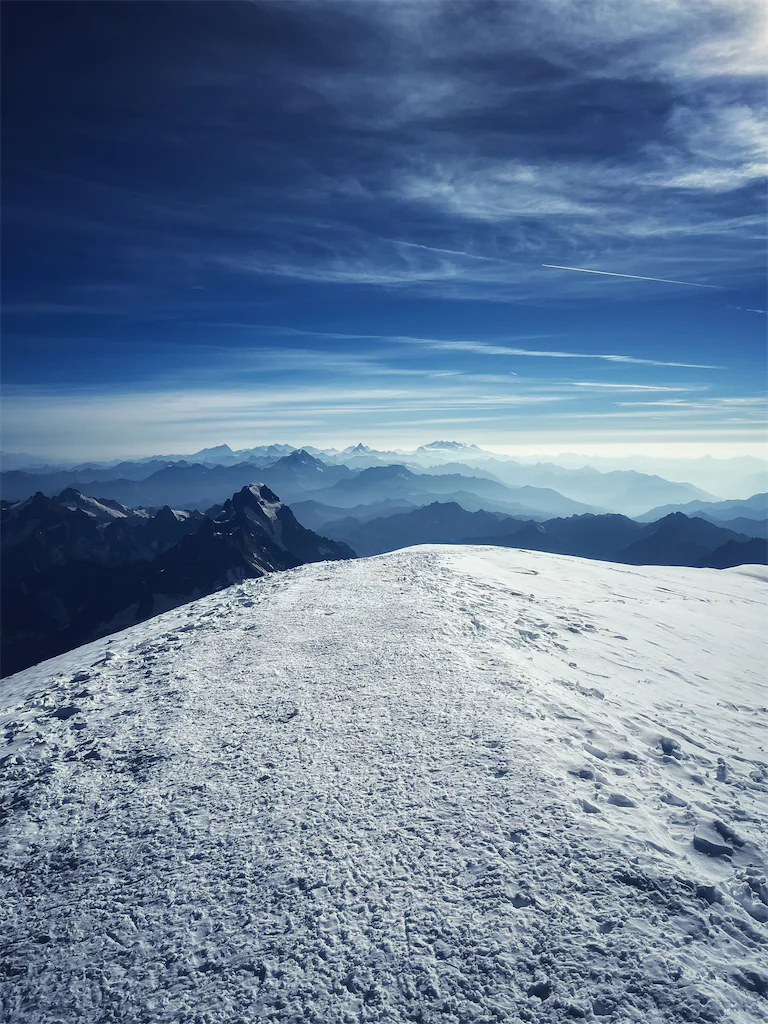 Climbing Mont Blanc via the Goûter Route 13 Mont Blanc summit view - East